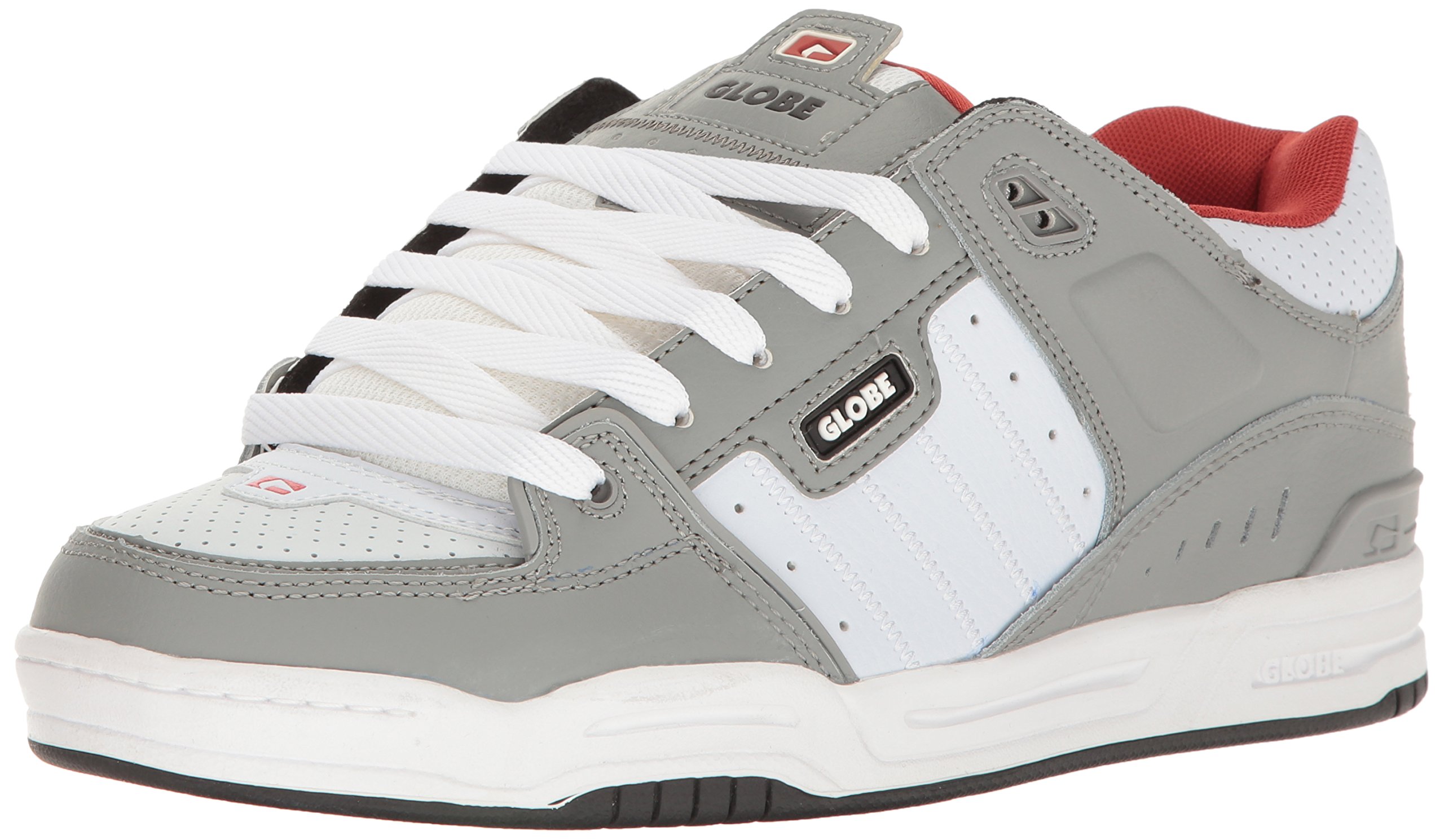Globe Mens Fusion Skate Shoes, Grey/White/Red, 14 M US