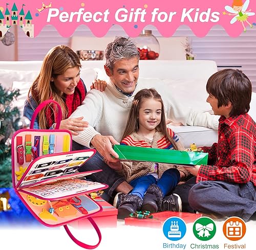 Miniatura 7 de Tabla de actividades para niños pequeños, juguetes sensoriales Montessori, regalos de tabla de aprendizaje educativo preescolar, libro silencioso de