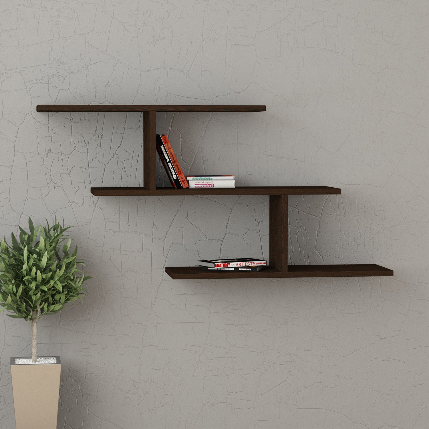 Decortie Misi Wall Shelf Wenge h:20.8″ w:39.7″ d:8.6″