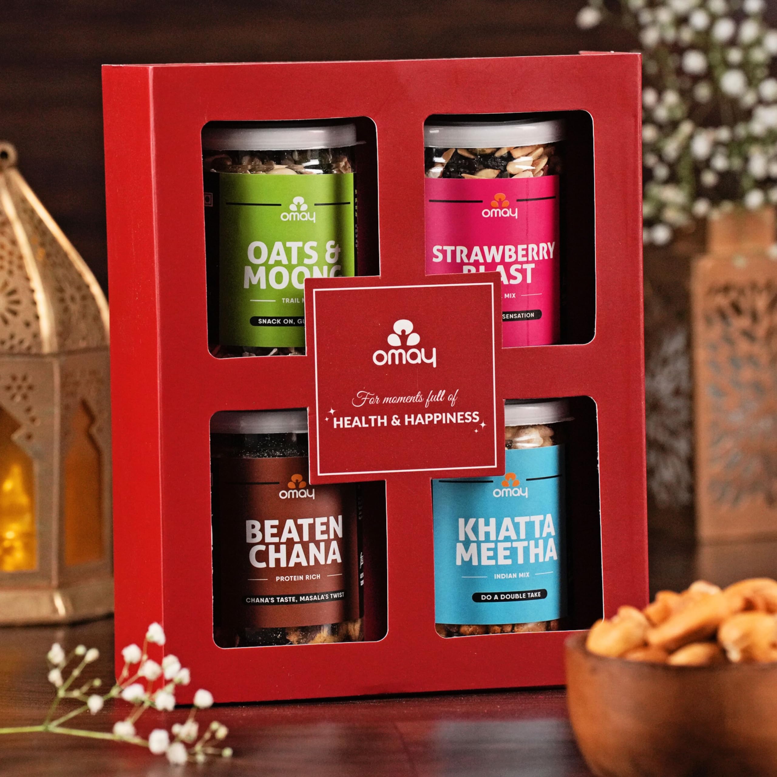 Omay Foods Healthy Dhamaka Gift Box I Corporate Gift I Dry-Fruits, Healthy Snacks, Premium Gift Hamper I Gourmet Gift I Birthday, Anniversary Gift I Premium Gift Box
