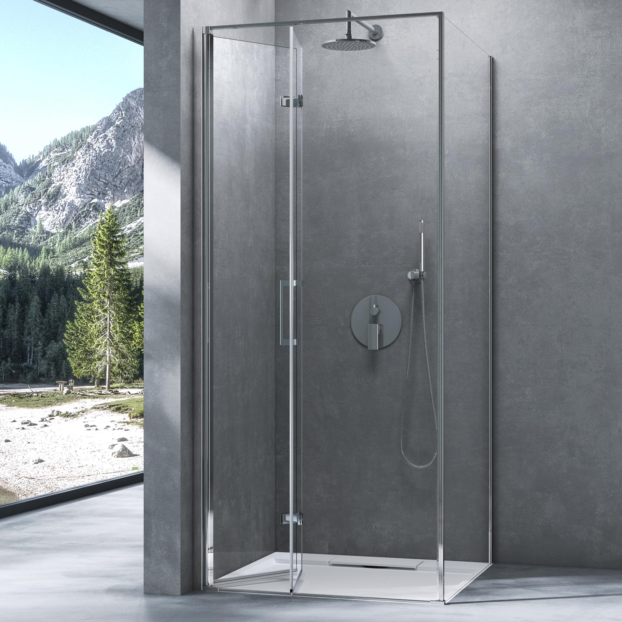 Mai & Mai Cabine de douche Paroi de douche 90x90x195cm Verre de Sécurité Trempé de 8mm avec Revêtement Nano Rav37-Plus