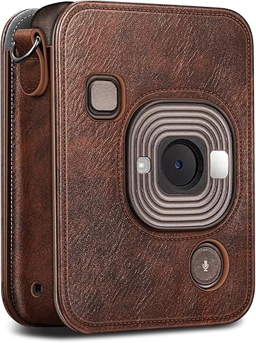 Miniatura 9 de Fintie Funda de transporte para cámara instantánea híbrida Fujifilm Instax Mini LiPlay - Funda portátil de cuero vegano premium con correa