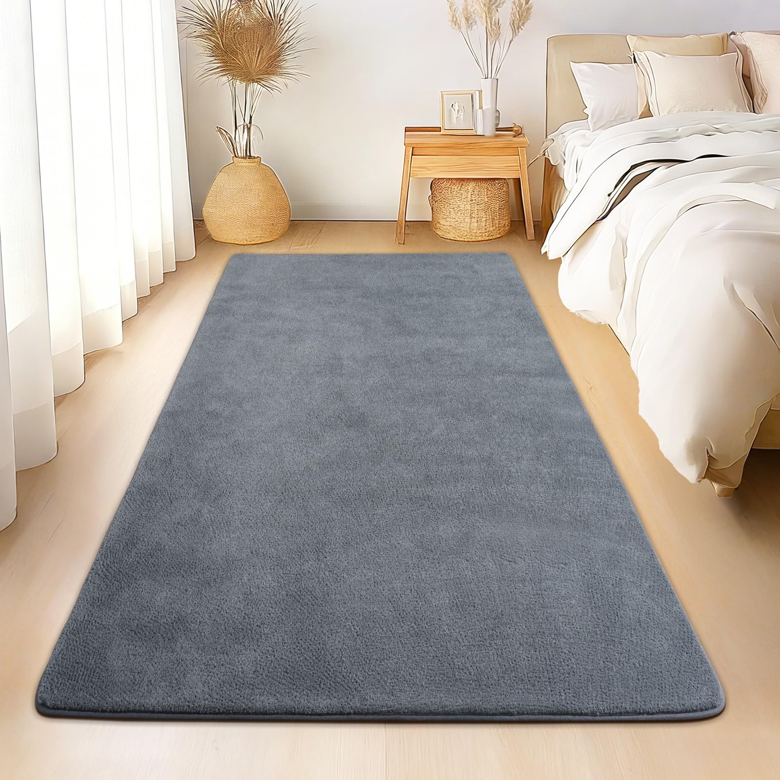 Rezutan Rugs for Living Room Ultra Soft Fluffy Shaggy Carpet Washable Non-Slip Area Rug for Bedroom & Kids Room Cosy Indoor Floor Mat, 80X150cm, Light Grey — image 1