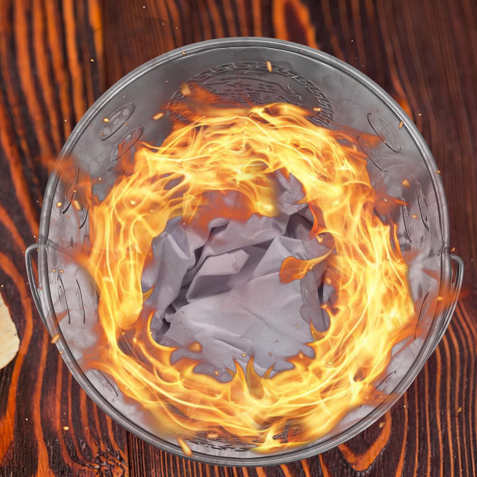 Incinerador de Acero Inoxidable para Quemar Papel Ritual Cubo Portátil con Asas Grandes Resistente y Duradero para Exteriores Jardines y Templos Modelo Pequeño sin Interior