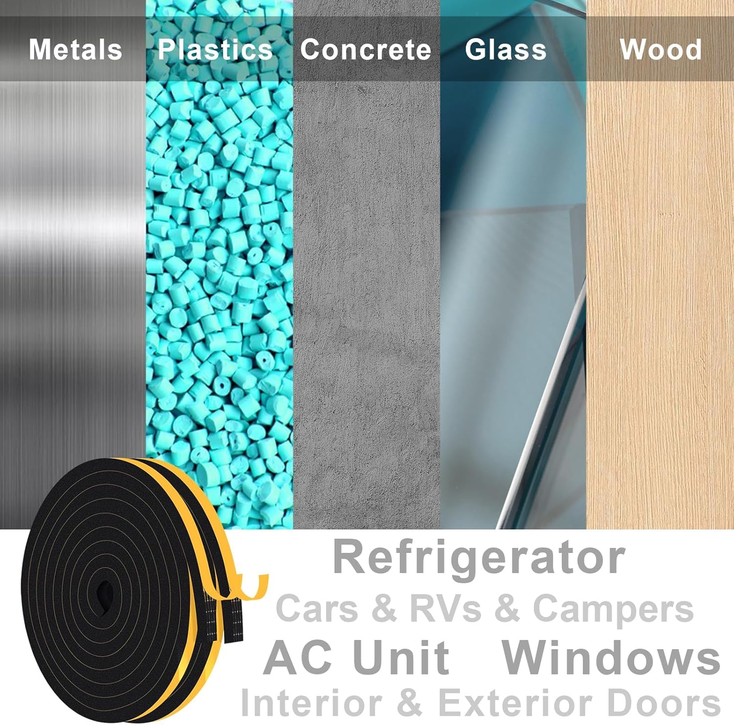 YIMIKI Draft Excluder for Doors 10mm(W) x 6mm(T), High Density Weather Stripping for Windows Foam Tape for Gap Seal 2 Roll - Image 4