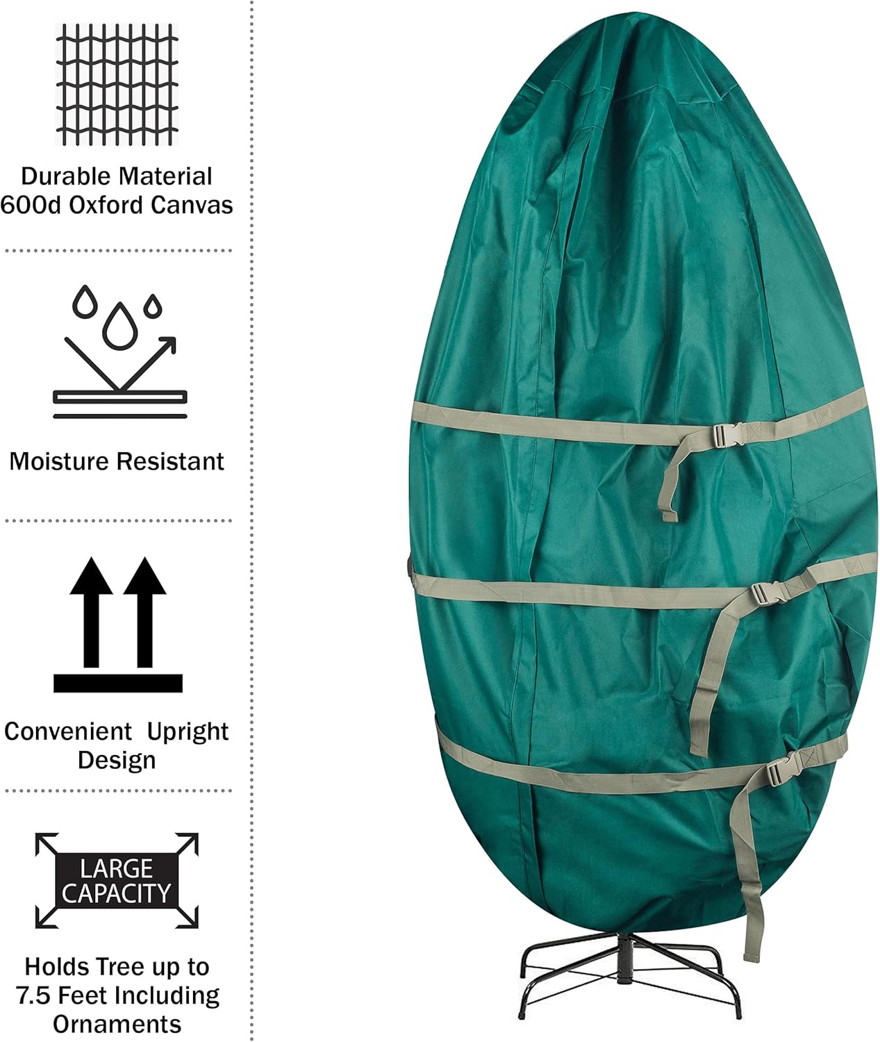 Christmas Tree Storage Bag Set of 2 - Christmas Tree Bags to Store 7.5Ft Artificial Trees Upright and Decorated All Year by Tiny Tim Totes (Green)