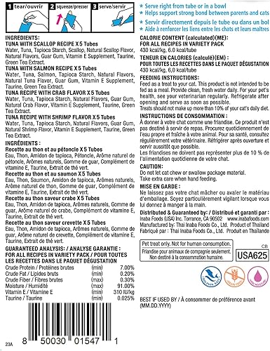 Miniatura 2 de INABA Churu - Golosinas Churu para gatos, puré cremoso para gatos, sin cereales, que se puede lamer y exprimirsuplemento con vitamina E y taurina,