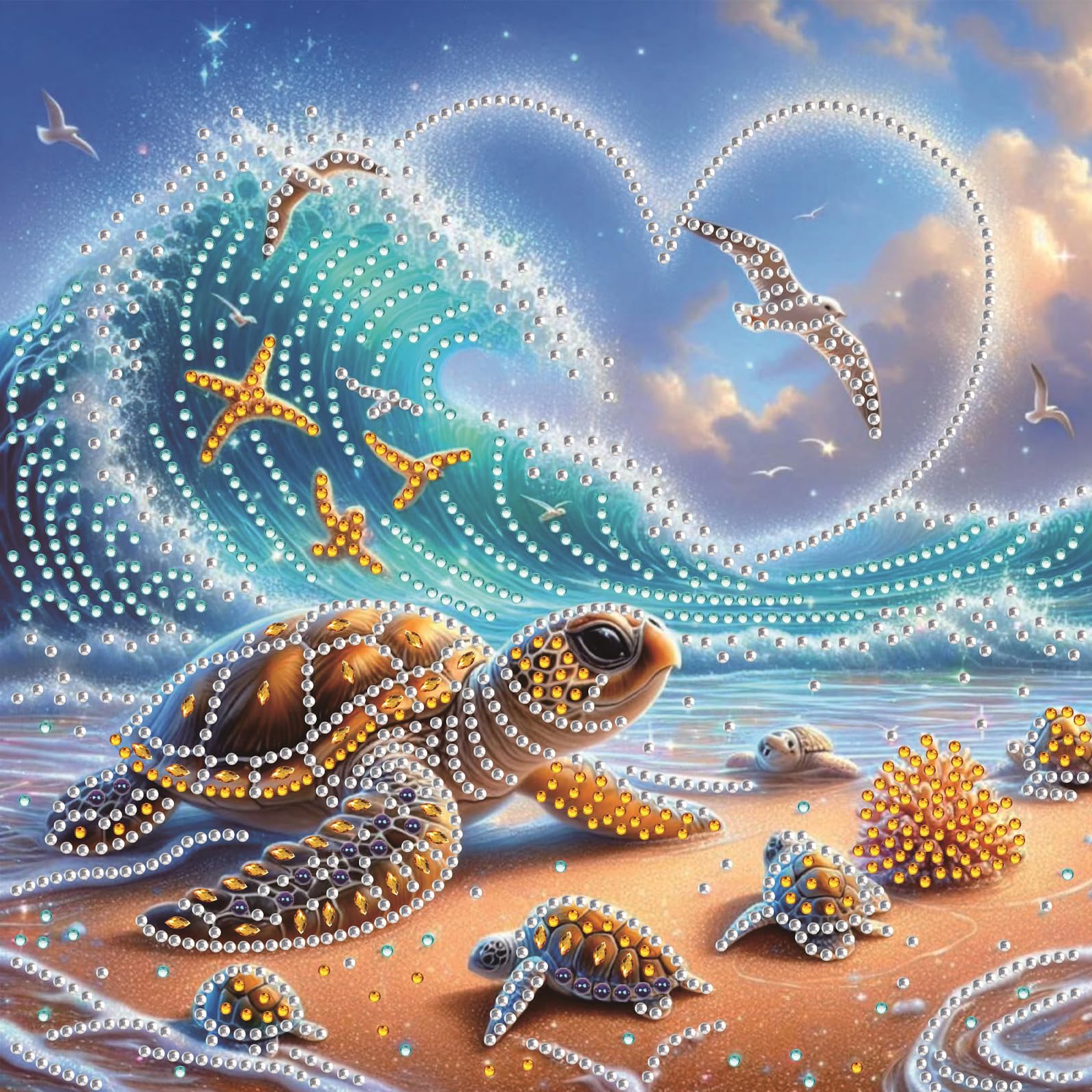 Beach Special Shaped 5D DIY Partial Drill Diamond Painting Kits Diamonds Paintings Gem Art Crystal Diamond Art 30x30cm