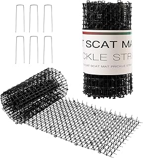 Hmyomina 8.2 FT Cat Scat Mat with Spikes Black Cat Deterrent Mats Plastic Scat Mat for Cats Include 6 Staples