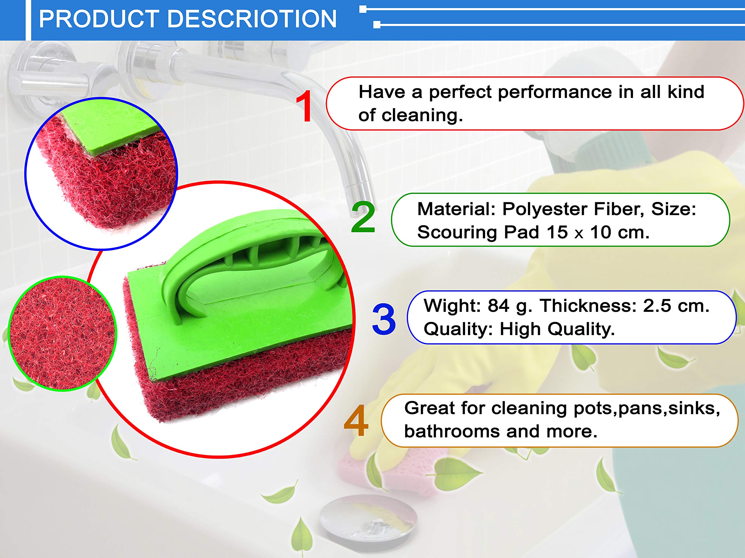 Vapok Polyester Fiber Scrubber Dishwasher for Tile, Floor Cleaning Ruff N Tuff Hard Brush Grate for Cleaning Pots Pans Sinks bathrooms and More Set of 2 2