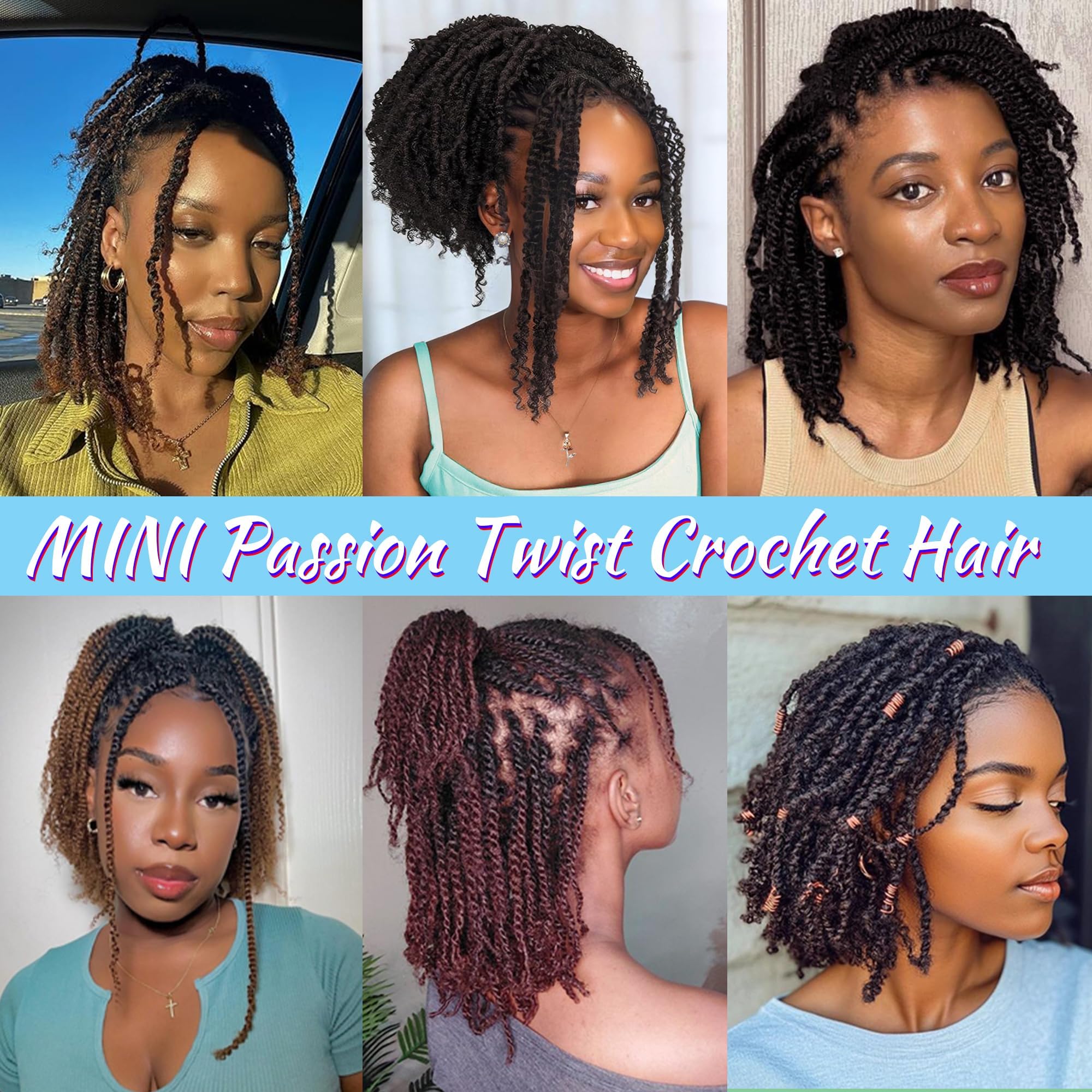 Lot de 6 paquets d'extensions de cheveux Passion Twist au crochet pour femme noire, pré-torsadés, élastiques et coupables, tressés par boucle bohème douce (25,4 cm - 6P, brun pur, 30#)
