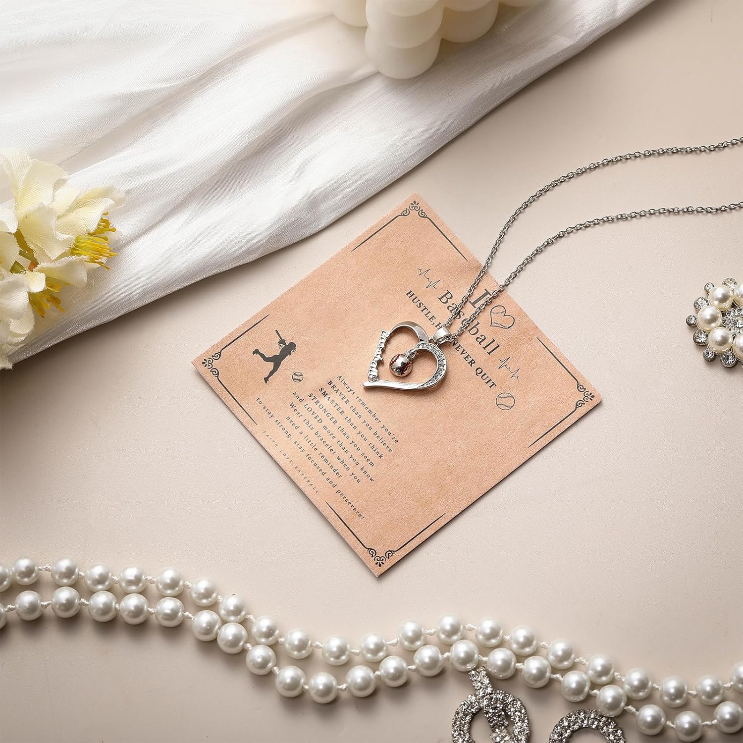 Softball/Baseball Necklace Gifts for Women Mom, 16+3 Inch Adjustable Chain Sports Pendant Jewelry Gifts - Image 6