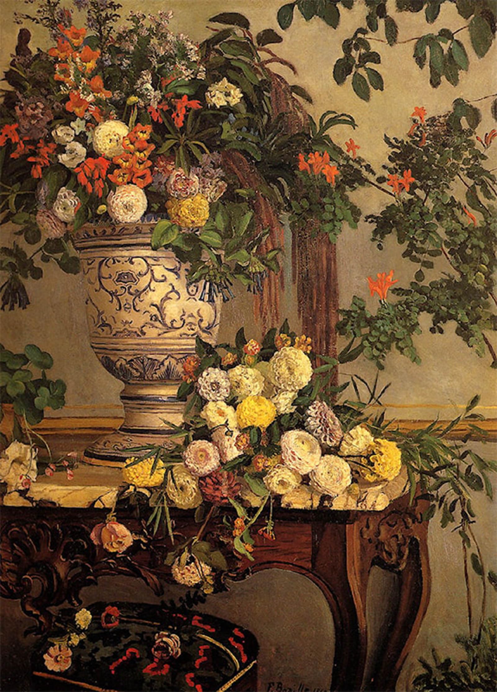 ARTXLXXBN Famous Print Painting Colorful Art Print Flowers by Frederic Bazille Canvas Art Decorations for Home Decor 60x90cm
