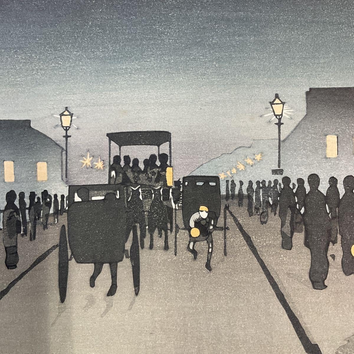 Amazon.co.jp: 小林清親 「日本橋夜」木版画 彫 文寿礼三 摺