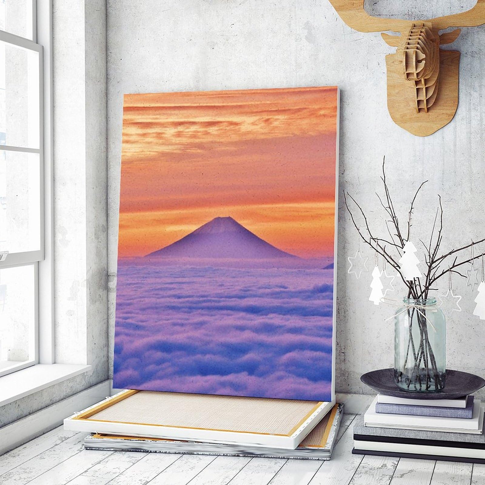 Amazon | 夕暮れの雲の上の富士山 数字キットによる絵画 数字油絵 雲海