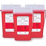 Sharps Container for Home Use and Professional 1 Quart (3-Pack) by Alcedo | Biohazard Needle and Syringe Disposal | Small Portable Container for Travel