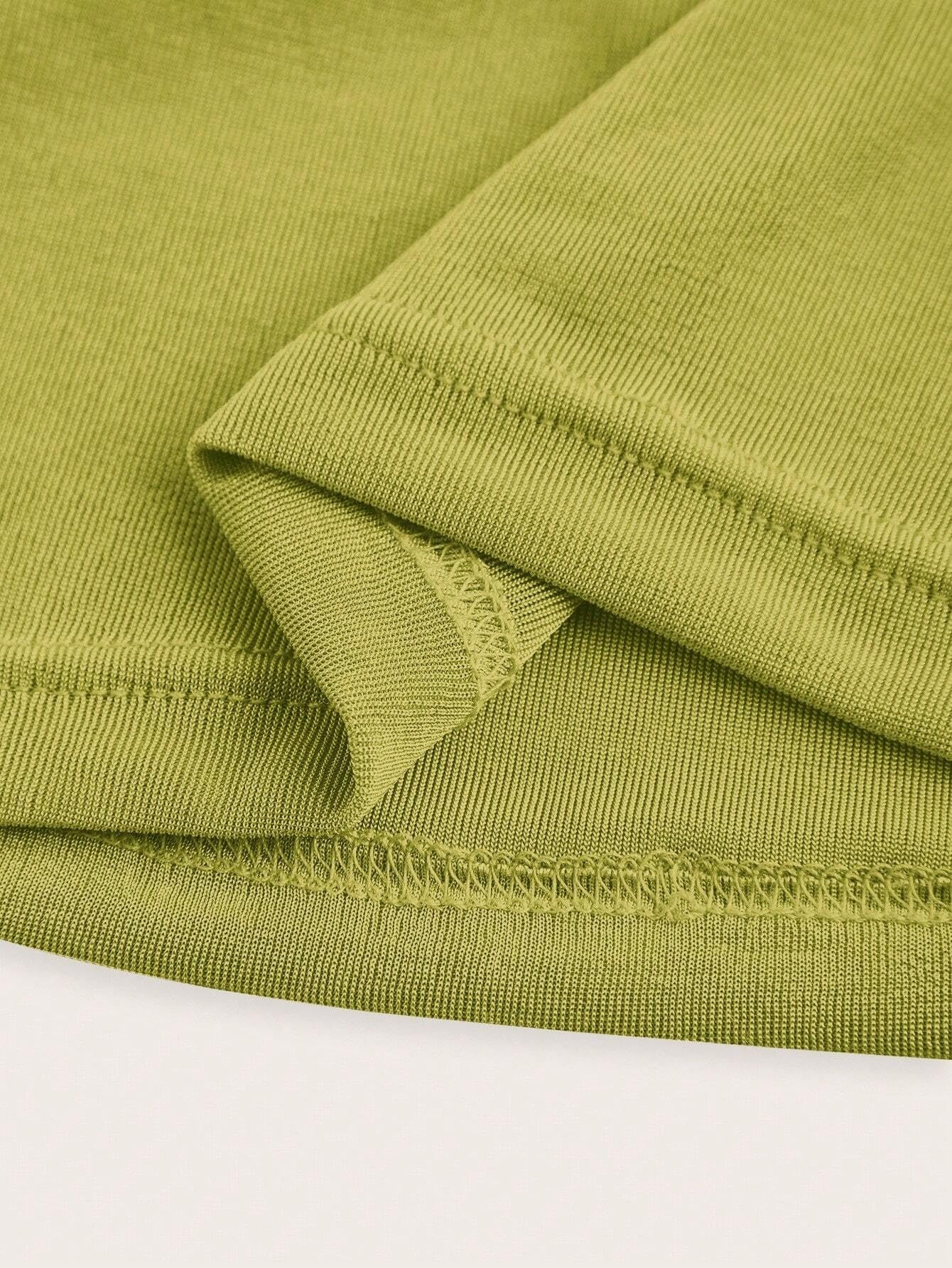 Générique Crop Top débardeur Femme froncé col Rond, sans Manches, Dos Nu drapé (Vert M)