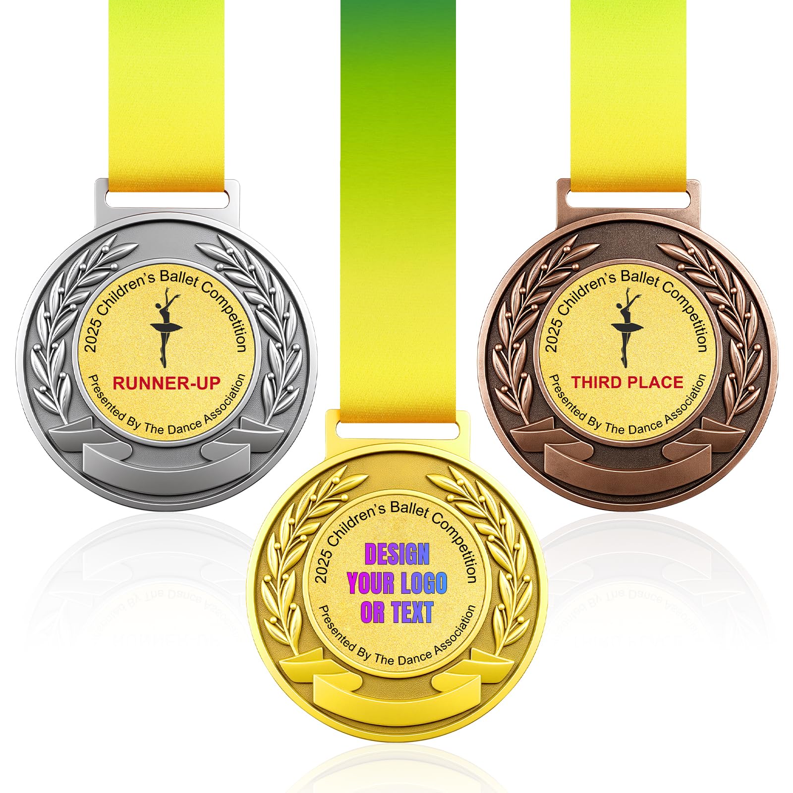 Medallas Personalizadas, Logo o Texto Personalizable en el Frente y el Reverso, Ideal para Cualquier Ceremonia de Premiación o Competición