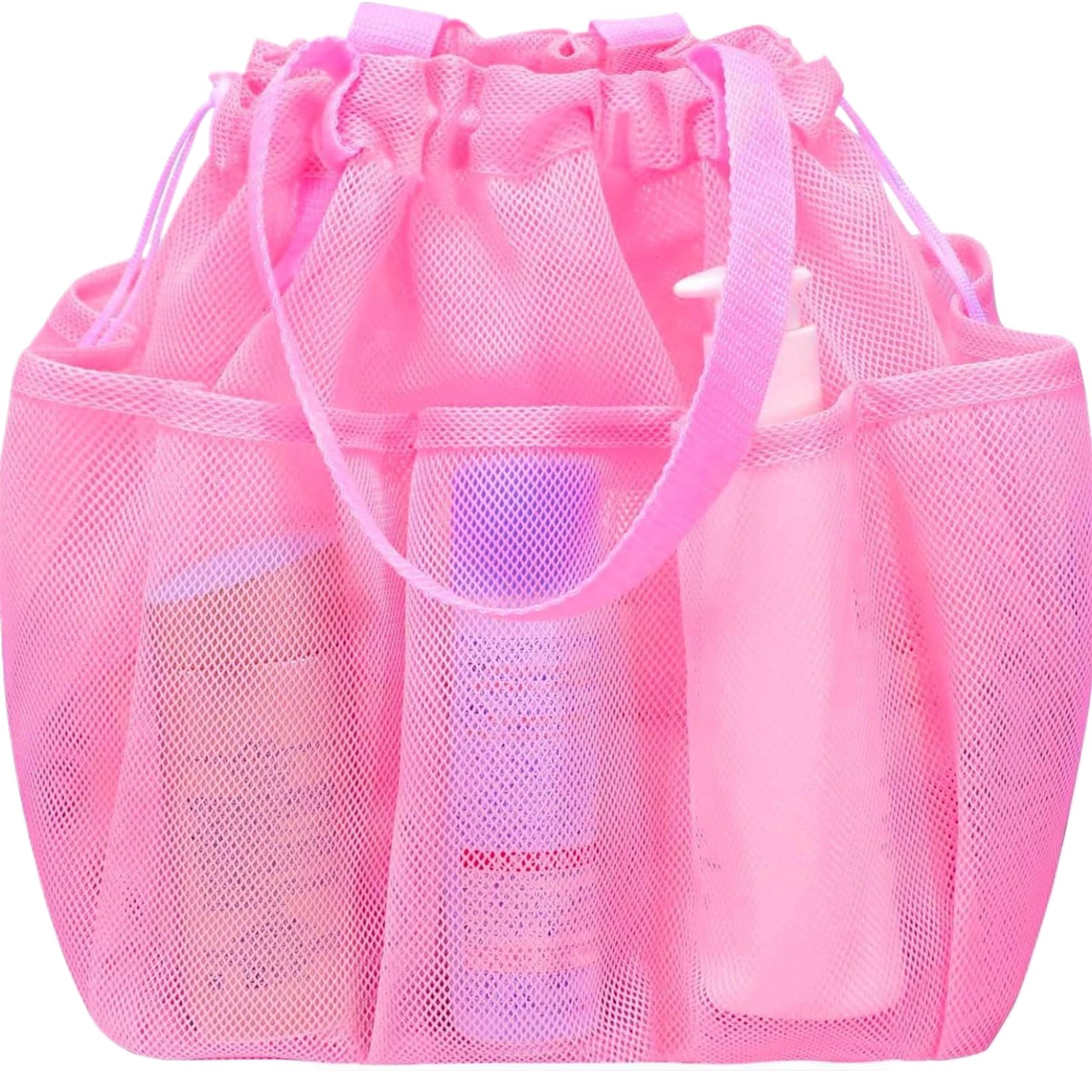 Mesh Shower Caddy 10x10x11 Multi-Pocket Fine Mesh Shower Bag with Drawstring Closure Tote Quick Dry Portable Multi-Purpose Bag