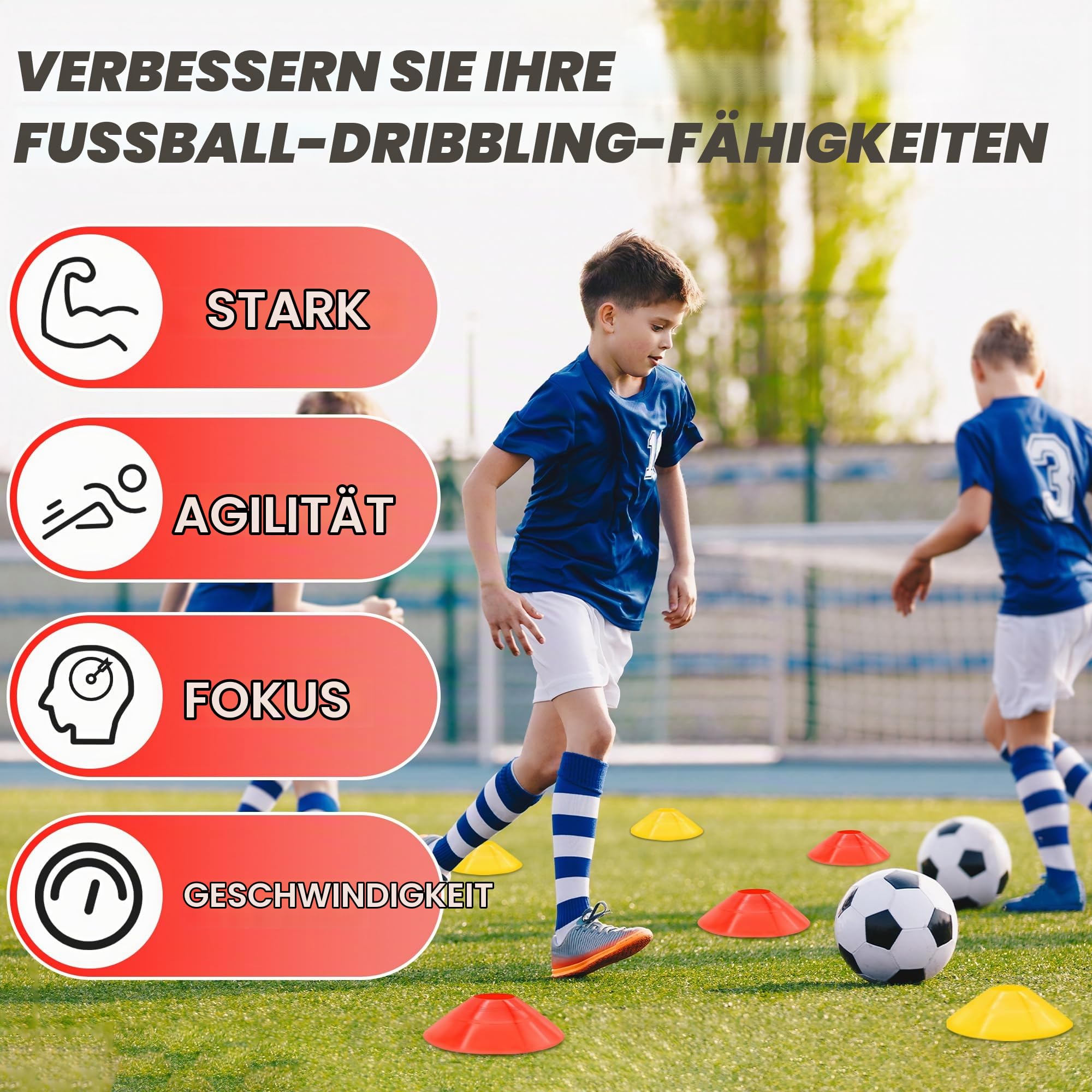 Fussballtore für Garten Kinder Pop Up Fussballtor mit 6 Hindernissen, Zielen und Tragetasche, Tor Kinder Fußball Tore