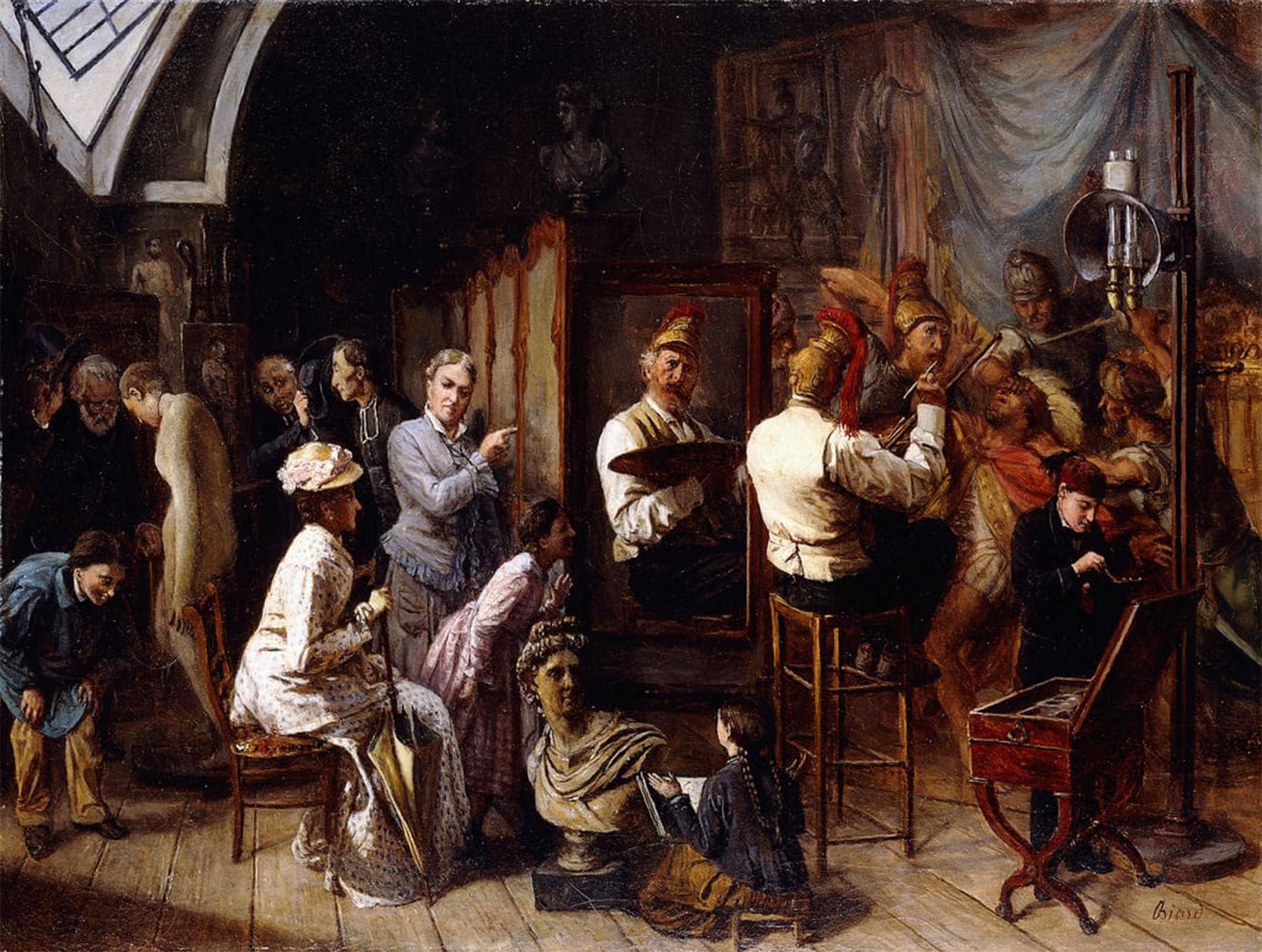 POSTERIIk Famous Modern Artwork Art Mural the Artist by François Auguste Biard Oil Paintings Pictures for Home Decor 60x90cm
