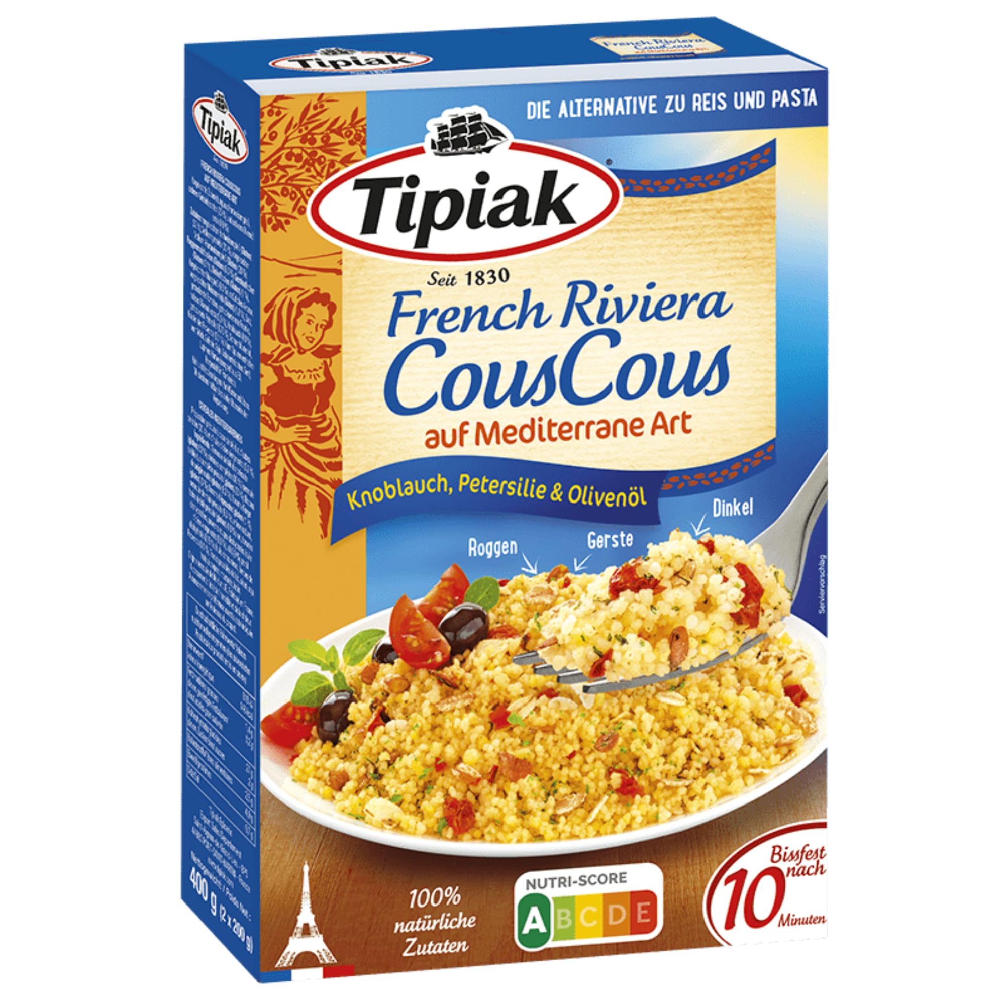 usy Bundle für Tipiak CousCous auf mediterrane Art VPE (12x400g Packung) + usy Block