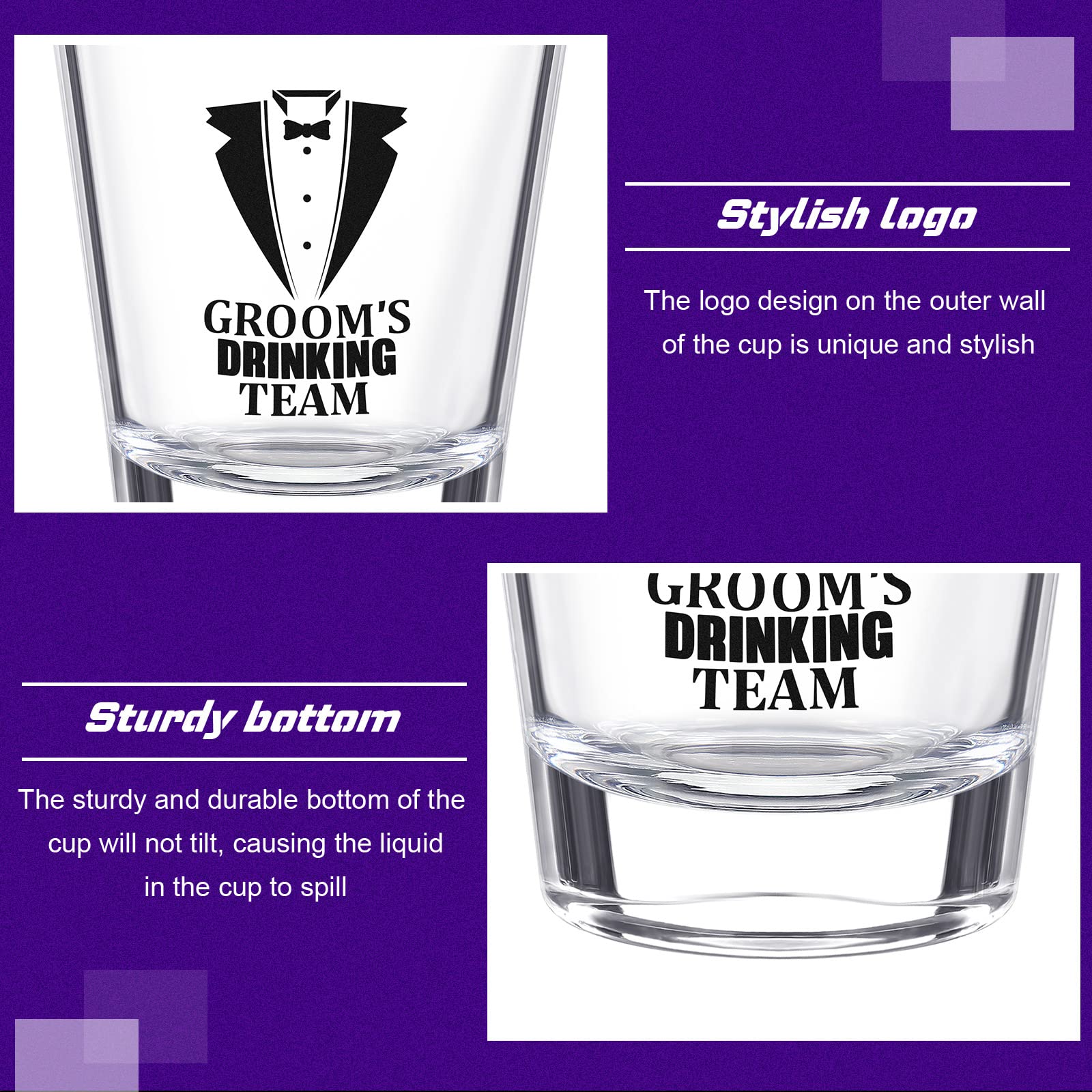 12 vasos de chupito de 2 onzas para novios, equipo de bebida, vasos de chupito para bodas, fiestas, bodas, fiestas, suministros para fiestas de bodas