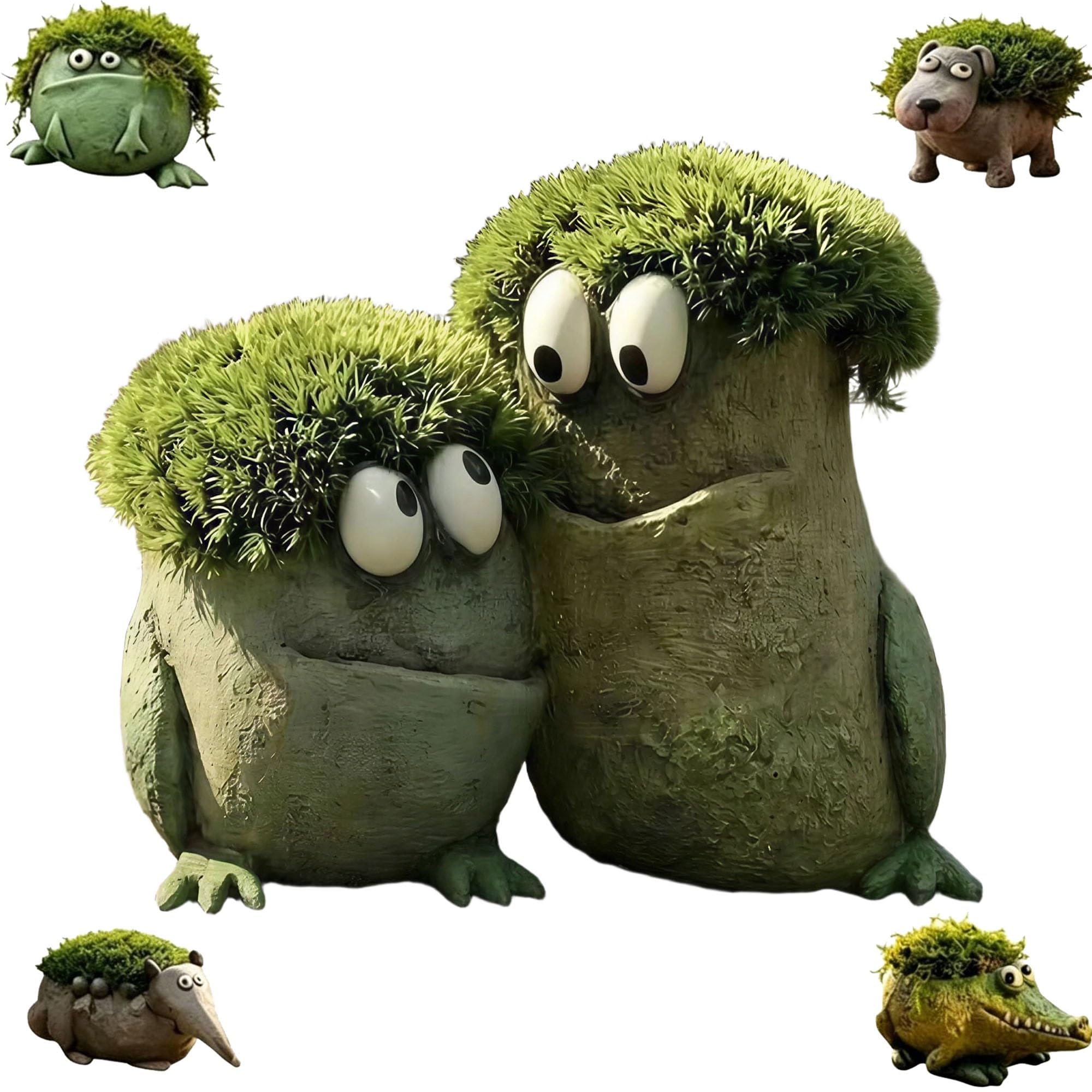 TUKRKRS Opossum Animal Resin Planter Pot Succulent Moss Mini Plant Room Decor(Frog companion)