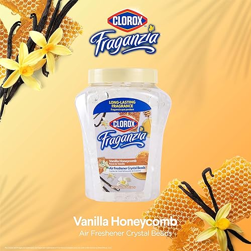 Miniatura 2 de Clorox Fraganzia - Ambientador con cuentas de cristal de nido de abeja de vainilla, tarro de 12 onzas, cuentas de ambientador de larga duración,