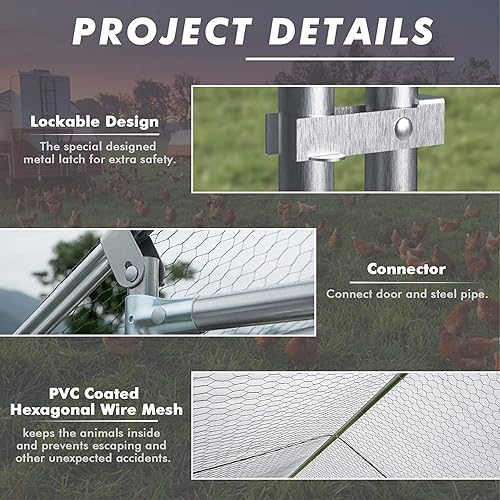 Miniatura 4 de LEMBERI Gallinero de metal, jaula de gallinero con forma de espira, alambre galvanizado, jaula de gallina de gallina, jaulas de pato de conejos con