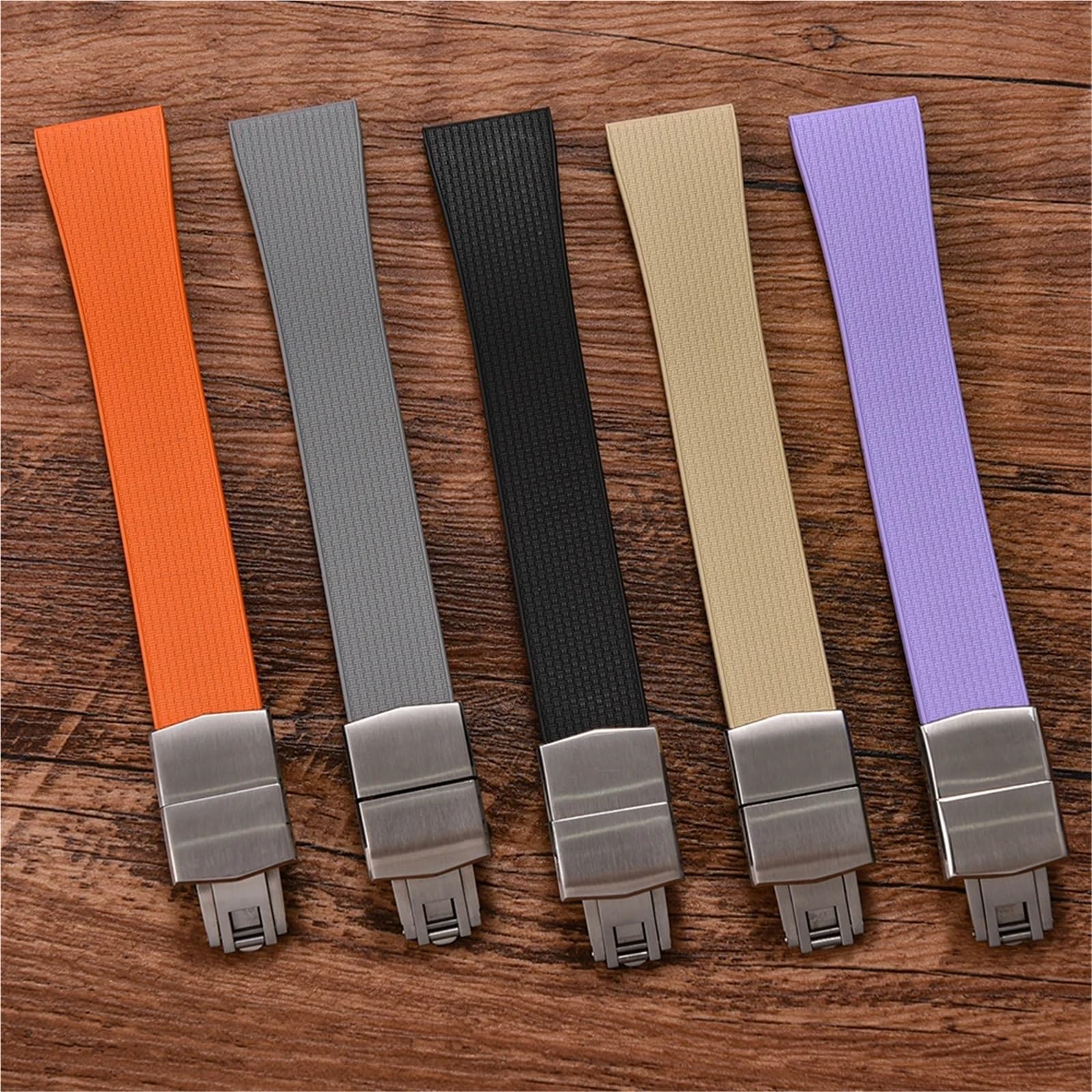 Generico Bracelet à boucle bicolore: caoutchouc tressé, dégagement rapide 20 mm