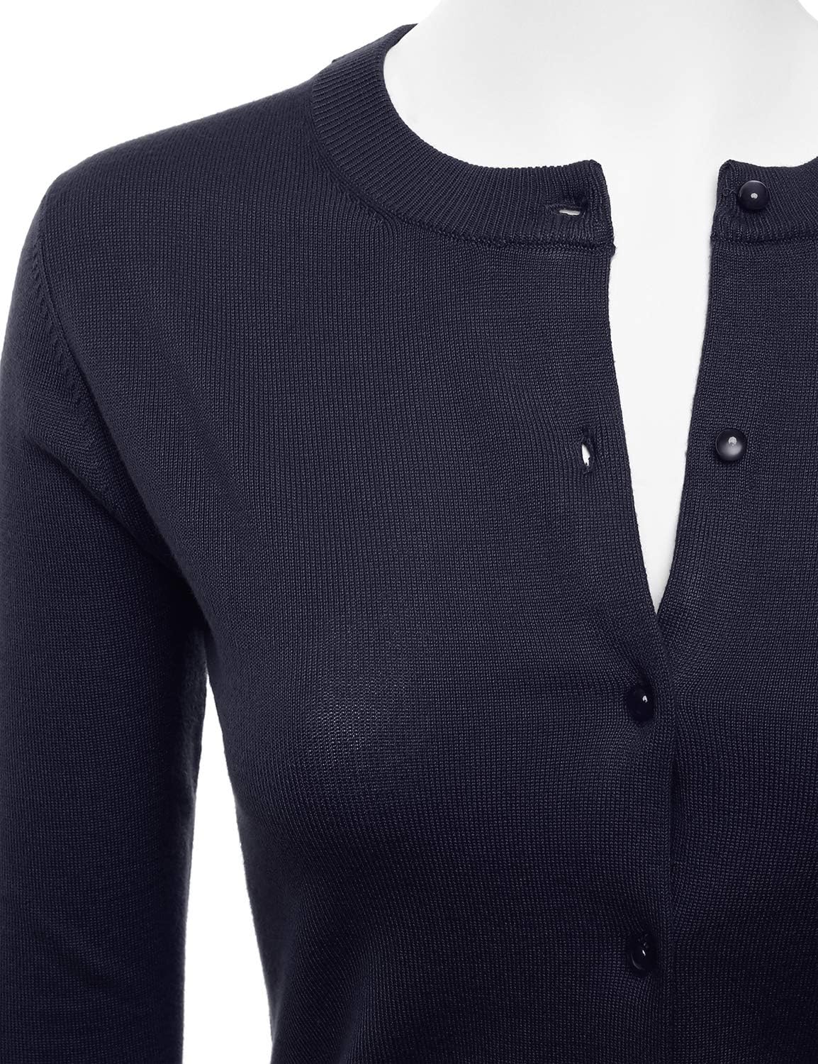 LALABEE Women's Crew Neck Gem Button Long Sleeve Soft Knit Cardigan Sweater - Image 4