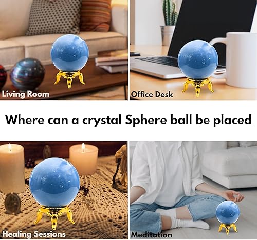 Vista 34 de Amazing Gemstone Black Tourmaline Crystal Ball with Stand - 2" Inches Crystal Sphere Meditation Balls for Witchcraft and Decorative Balls