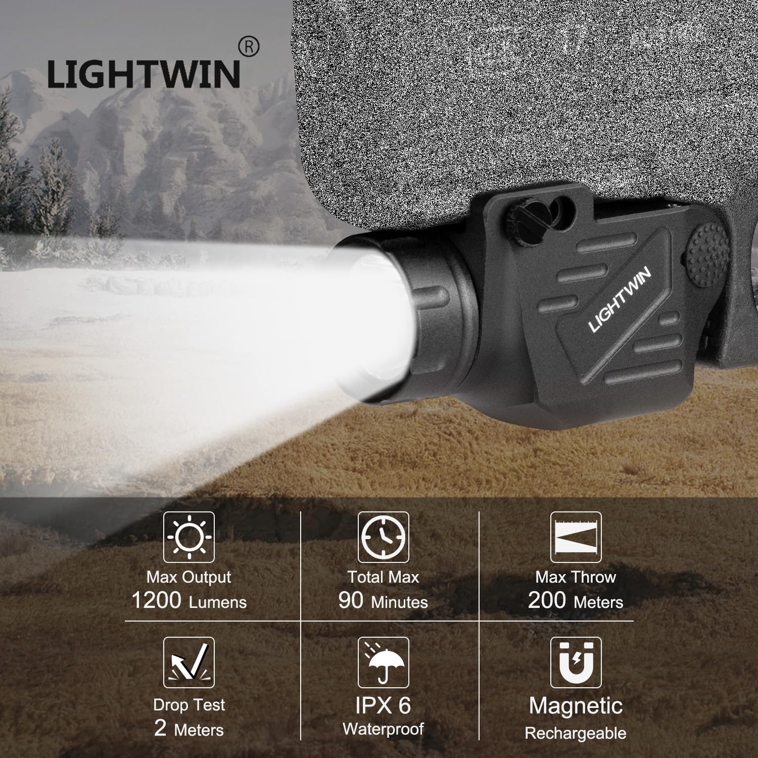 1200 Lumens Pistol Light Compact Weaponlight with Magnetic Charging Cable for Picatinny, Tactical Gun LED Flashlight with Strobe Function for Handgun Rifles, Glock