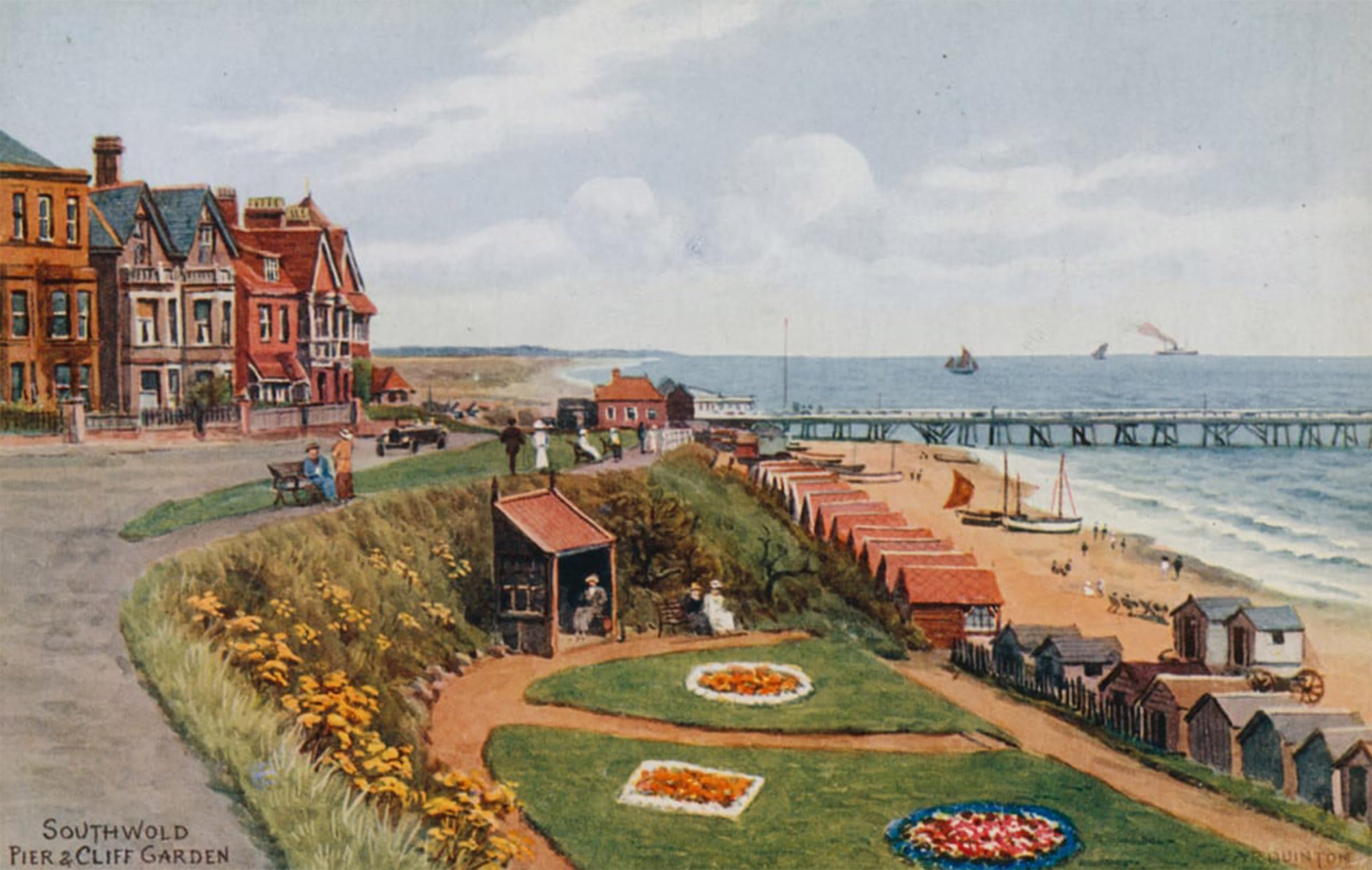 POSTERIIk Famous Modern Artwork Art Mural Southwold Pier and Cliff Garden by Alfred Robert Quinton Oil Paintings Pictures for Home Decor 60x90cm