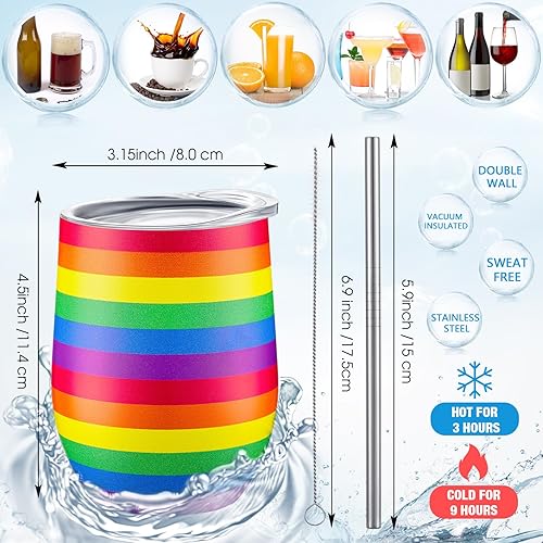 Miniatura 3 de 4 vasos de vino LGBT arcoíris con bandera del orgullo, taza de viaje de café con orgullo gay, regalo pansexual Lesbiana LGBT de 12 onzas, taza de