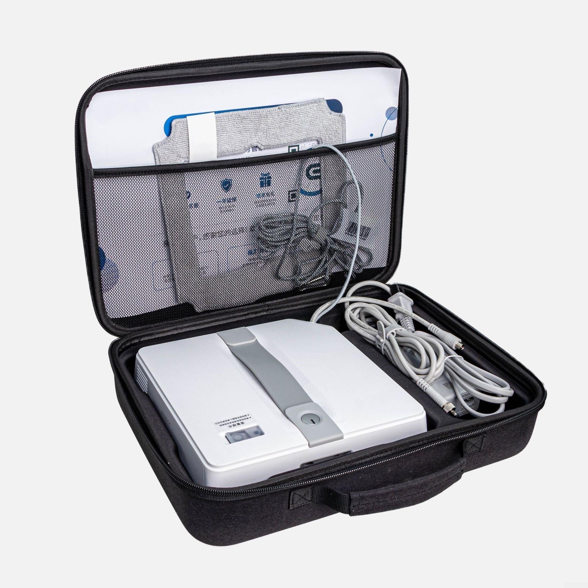 Boîte de rangement Ecovacs Mini pour Winbot en EVA avec protection antichoc et poignée portable, sac de rangement haute capacité pour accessoires de robot de nettoyage du verre (gris)