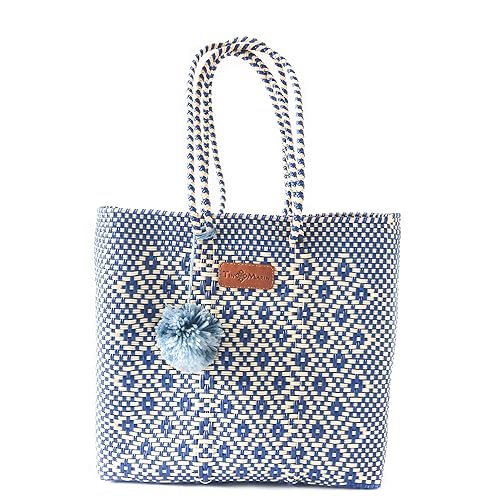 Mixte Tote, Handwoven Plastic Tote, Mexican Plastic Woven Bag, Beach Bag, Summer Bag