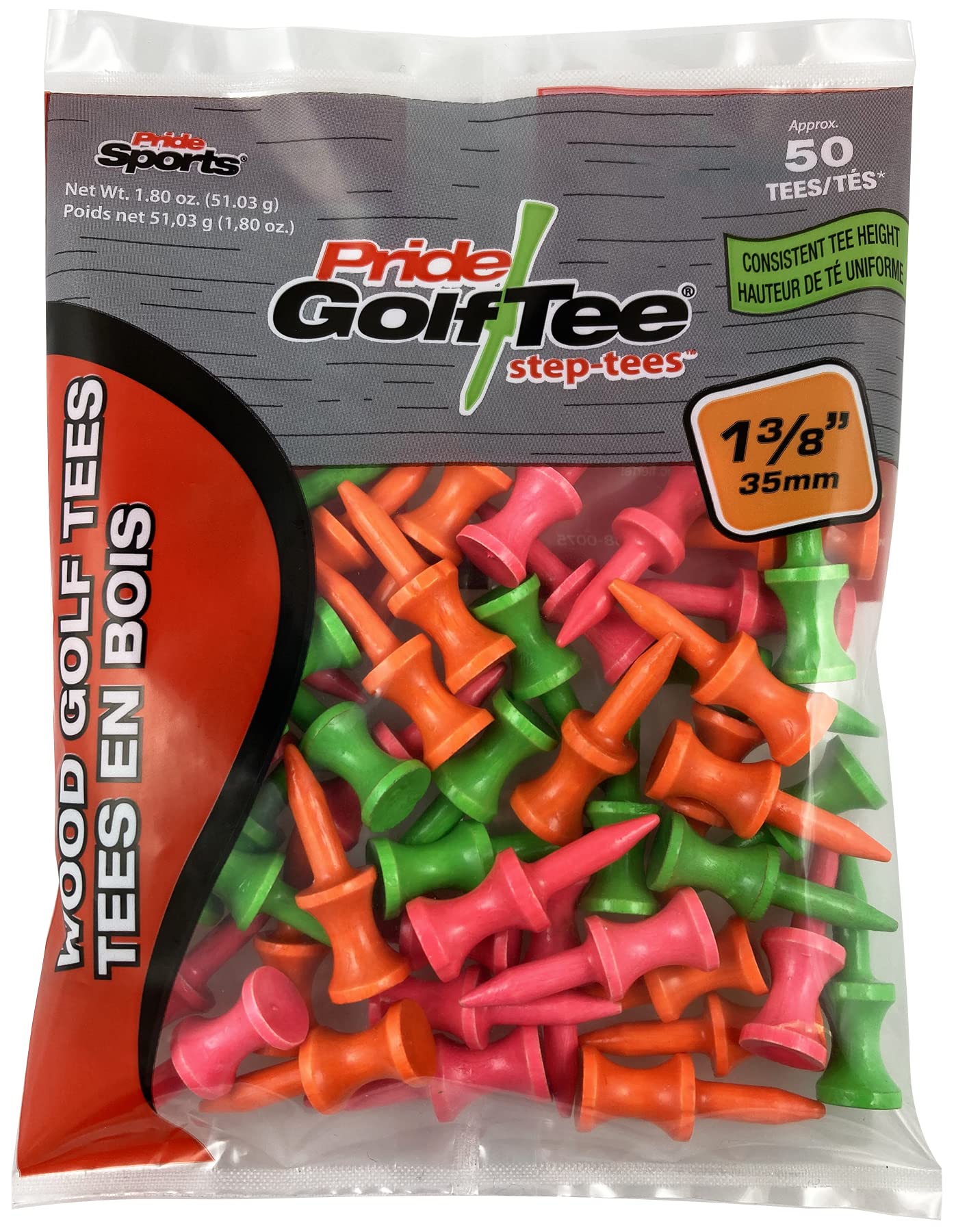 Pride Step Tee 1-3/8 Inch 50 Count Citrus Mix