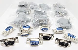 Pc Accessories - Connectors Pro 10 Sets Solder Type DB9 Male and Plastic Hoods, D-Sub Connector + Hoods, 20-Pack (10 DB9 Males + 10 Hoods)