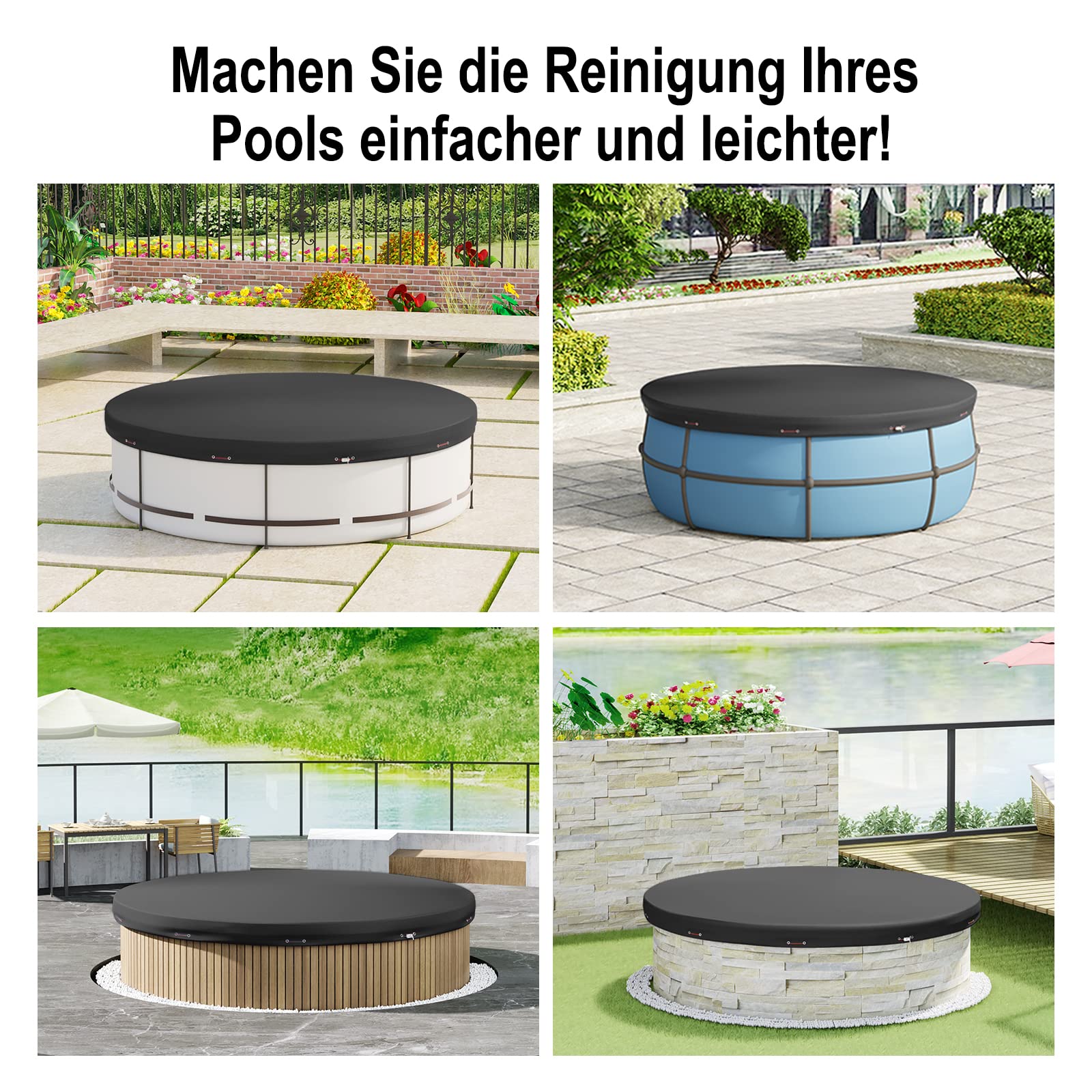 Copertura Invernale Per Piscina Rotonda 4,7 M – QH.HOME Tessuto Oxford Antistrappo 600D