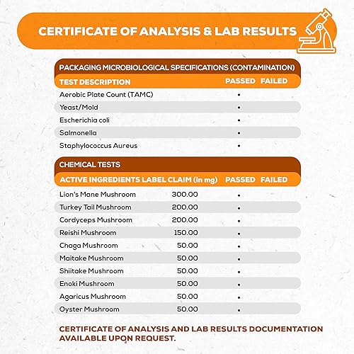 Miniatura 6 de Complejo de suplemento de hongos 10x - Melena de león, cola de pavo, cordyceps, reishi, chaga, maitake, shiitake, setas de extracto de ostras -