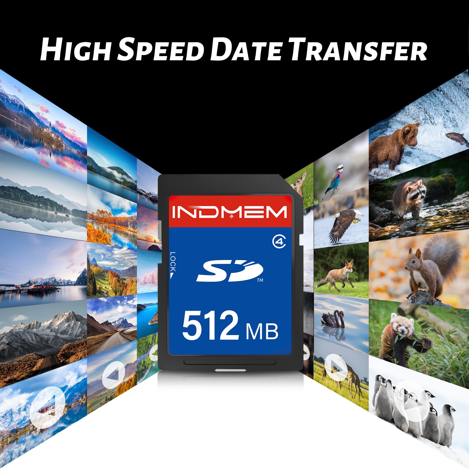 INDMEM - Tarjeta SD de 512 MB, 10 paquetes de tarjetas de memoria MLC para cámaras digitales | Tarjeta digital segura estándar (SD), chip MLC, velocidad clase 4, compatible con cámaras