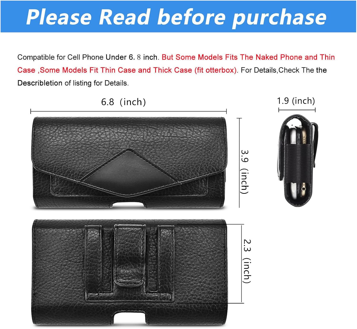 Leather Phone Holster Suitable for Samsung, Motorola, iPhone 15, 14, 13 Pro Max, Leather Phone Bag,Cell Phone Holster with Belt Clip/Dual Phone Case for Two Phones - Image 7