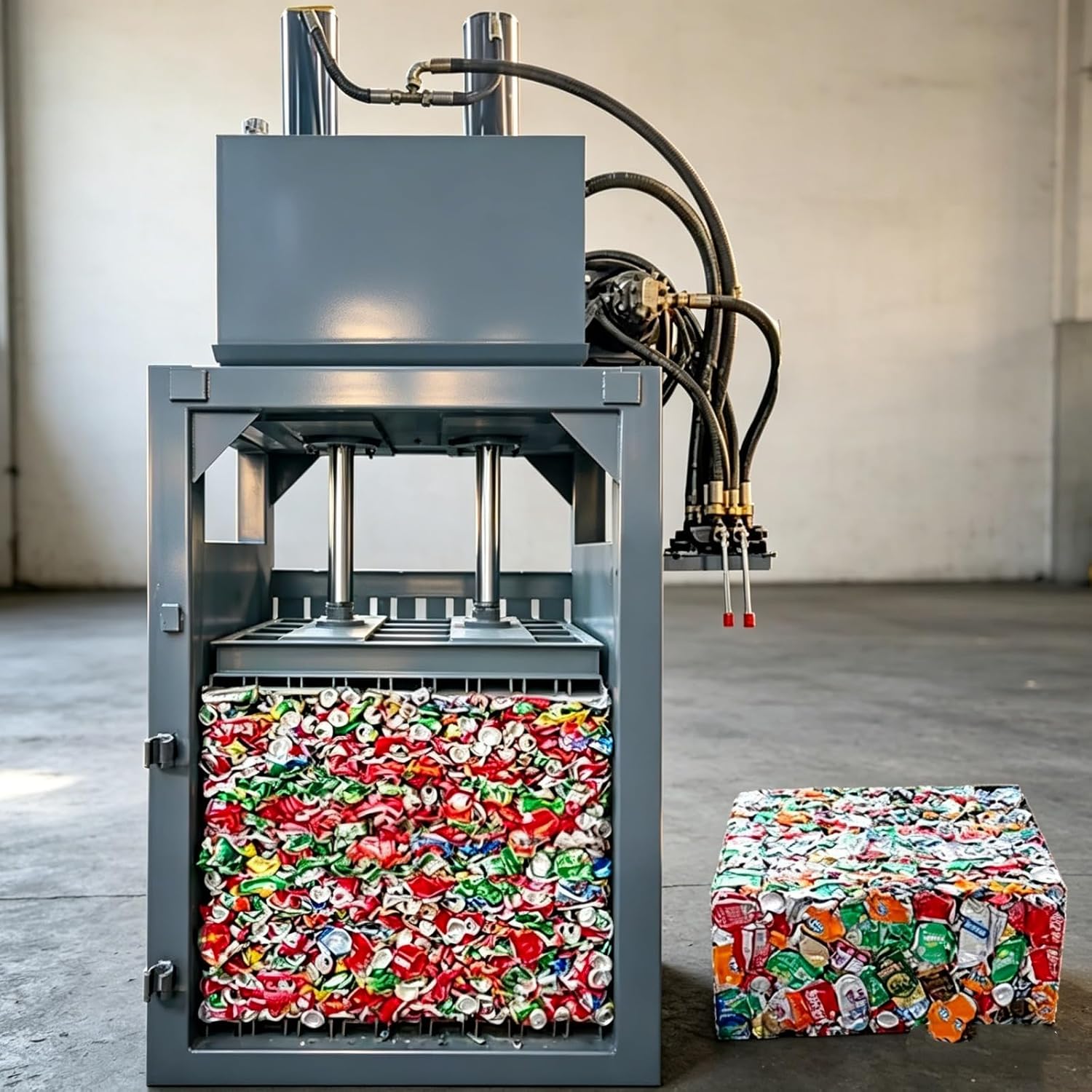 Versatile Hydraulic Baling Press for Cardboard, Film & Non-Ferrous Scrap Adjustable Pressure & Bale Density Heavy Duty Industrial High Compression Force for Warehouse Factory Waste Management