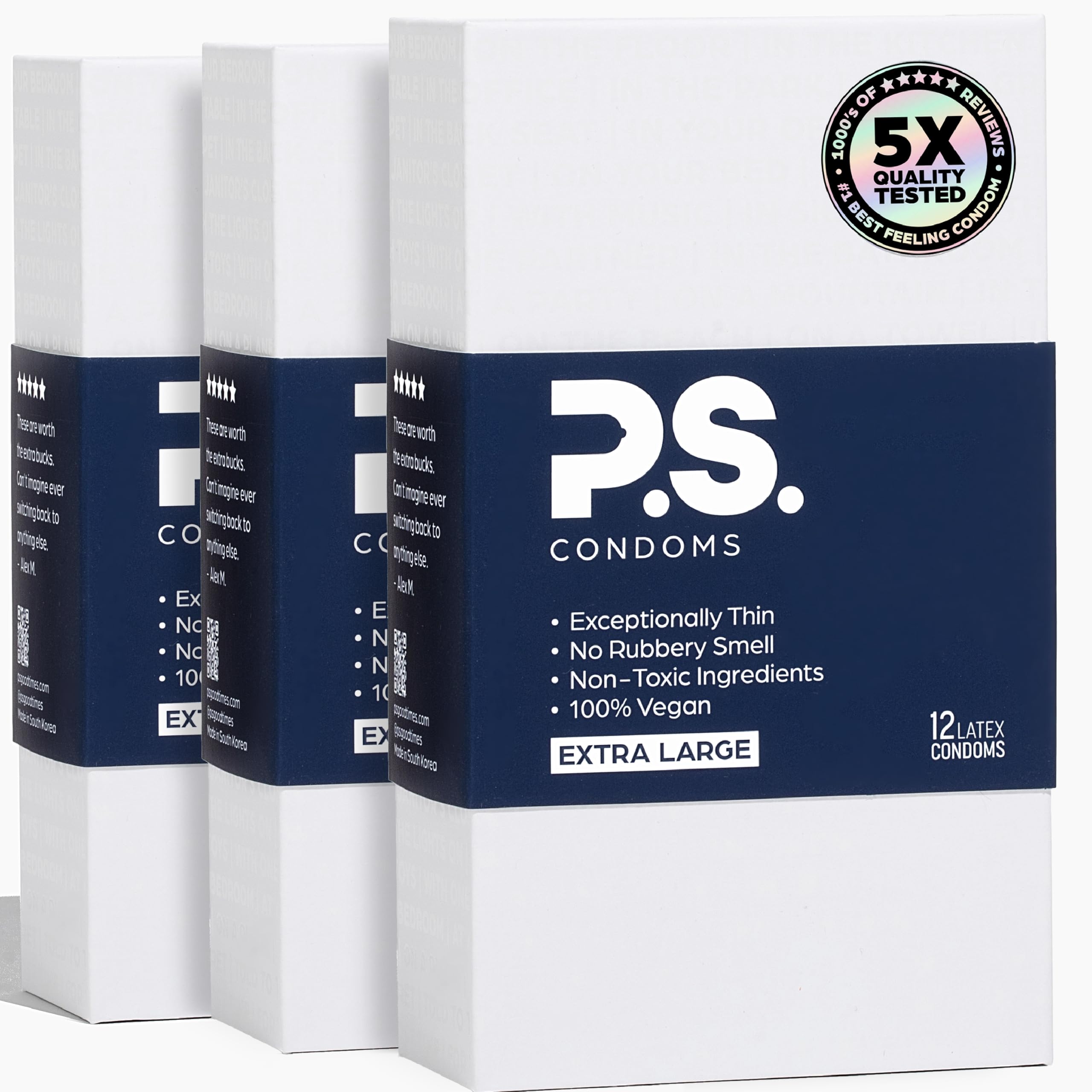 PS Condoms Extra Large Thin Latex Condoms, Clean &amp; Odorless, XL 36 Pack