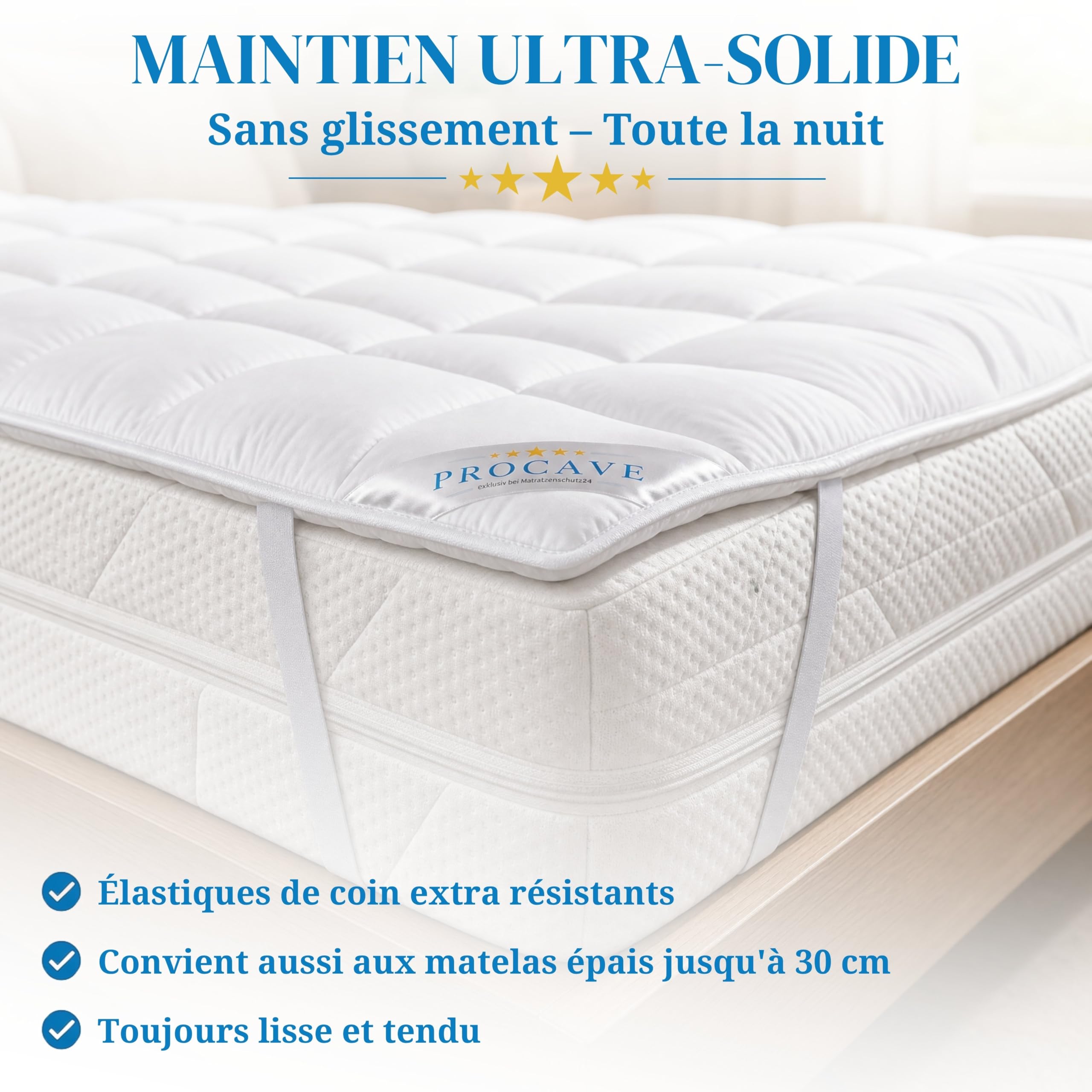PROCAVE MICRO-COMFORT protège-matelas disponible dans des tailles différentes | fabriqué en Allemagne | Couvre-matelas en microfibre-polyester | technologie Soft Touch | convient également pour les lits boxspring et les matelas à eau | 160x200 cm