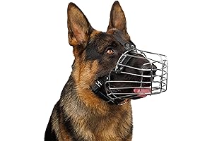 Muzzle for German Shepherd, Durable Adjustable Wire Basket Muzzle for Medium Large...