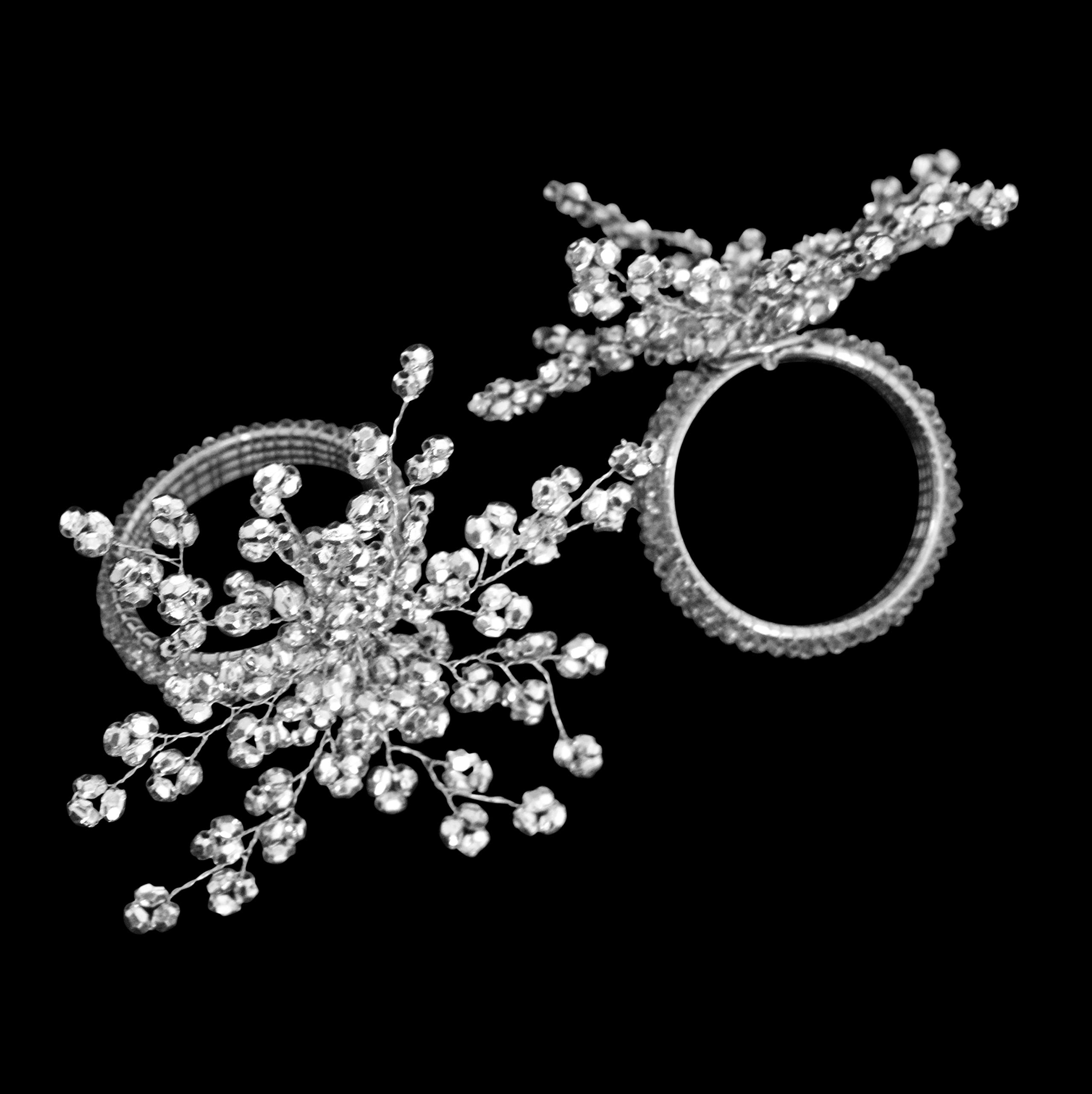 bkmesk Elite DECORIO Silver Napkin Rings Set of 6 Metal Dia 4.5 cm