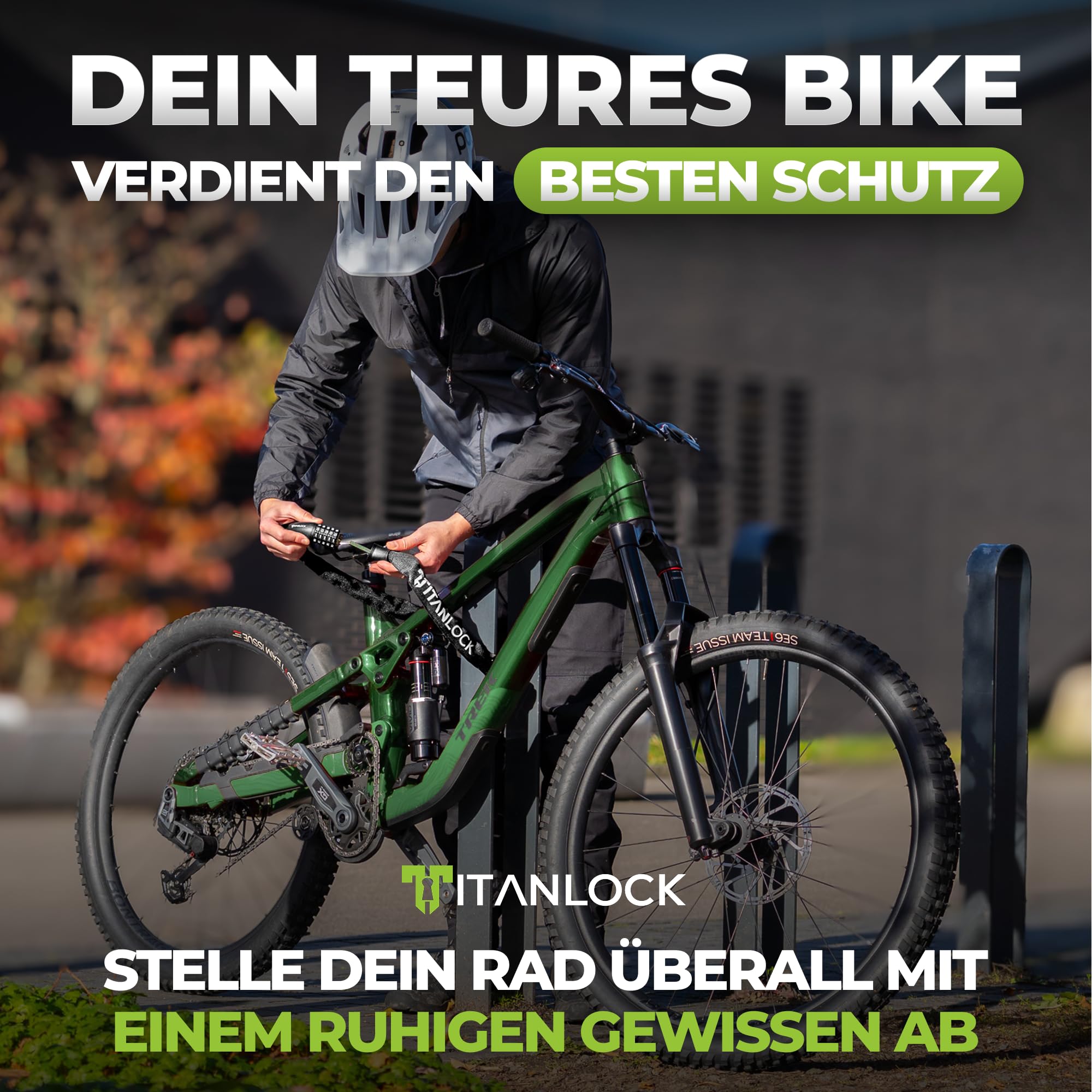 Fahrradschloss Kettenschloss Diebstahlsicher [REFLEKTIEREND] + Leichter Transport Rostfrei Sicherheitsstufe 7/10
